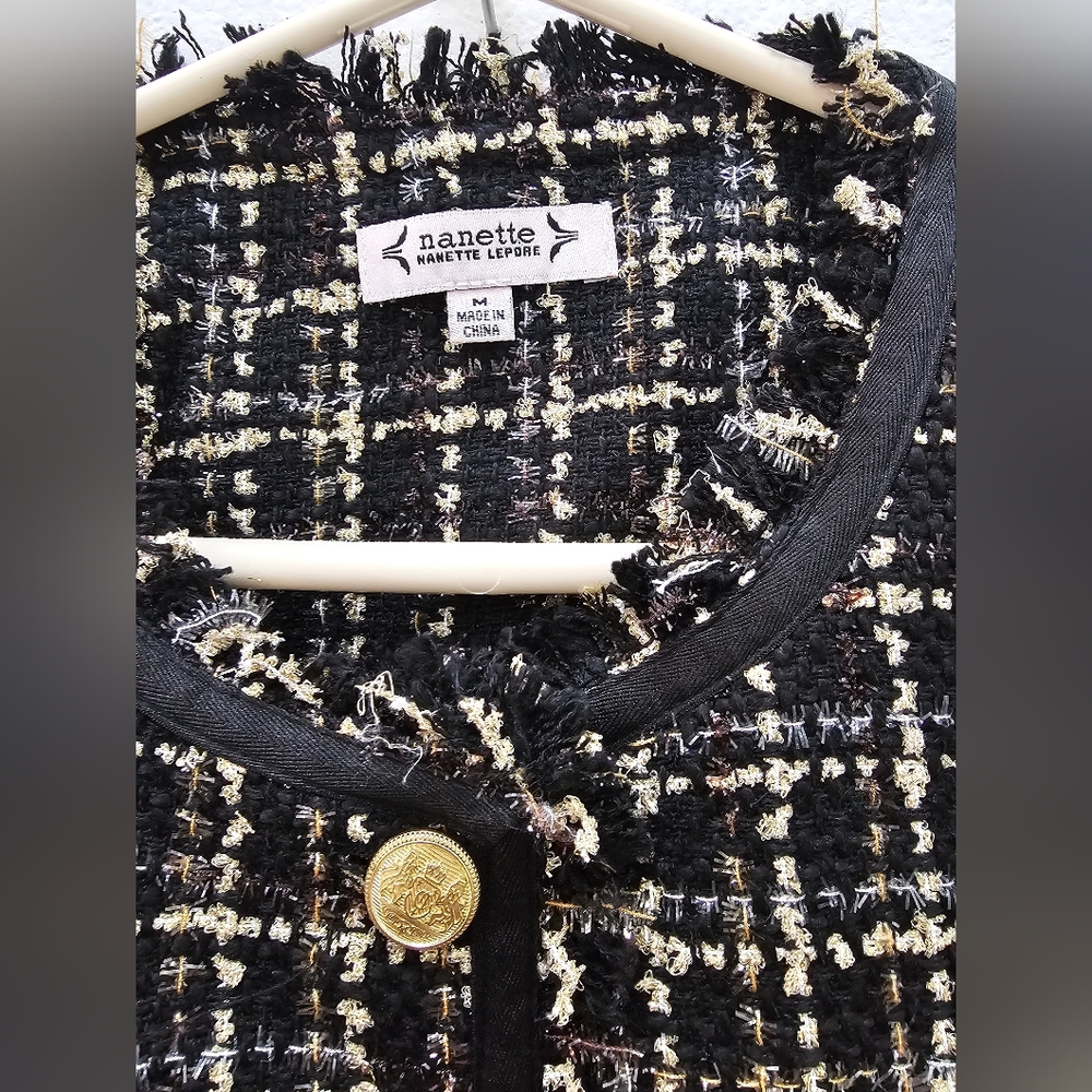Nanette Lepore Black and Cream Tweed Blazer. Size M. - Picture 7 of 10
